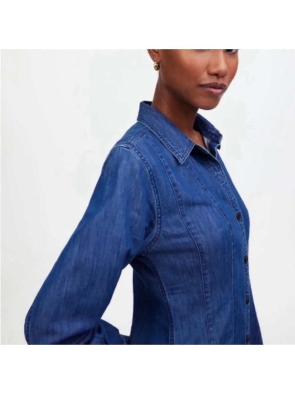 Madewell Button-Front Denim Shirt Dress size Small - Picture 4 of 6